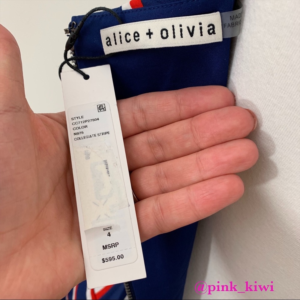 Alice + Olivia Laflora Asymmetrical Striped Ruffle Dress - Picture 13 of 13